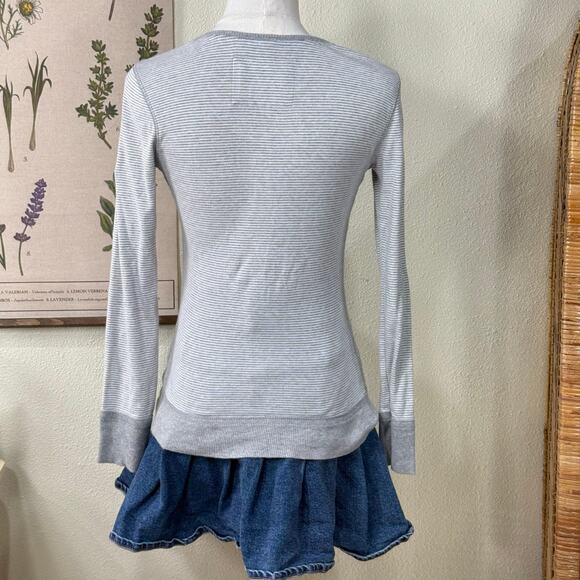 Y2k Striped Henley Top Dollette Dolly Gloomy Coquette Cutecore Shoujo Girl XS - Picture 3 of 6